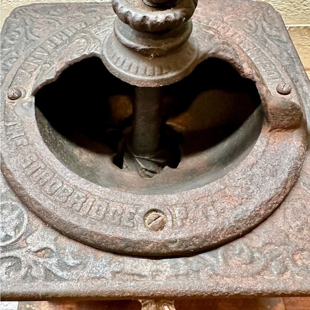 ANTIQUE, LOGAN & STROBRIDGE IRON CO. #701, CAST IRON/WOOD COFFEE GRINDER